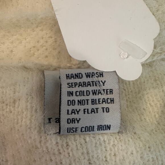 Rain + Rose Cream Soft Open Puff Sleeve with Sequin Cardigan sz L $122 orig NWT - Picture 11 of 11